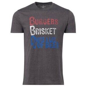 USA 250th Tee Mens 2XL Burgers Brisket Beer Graphic Patriotic Cotton Blend